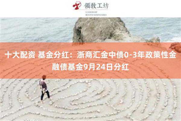 十大配资 基金分红：浙商汇金中债0-3年政策性金融债基金9月24日分红