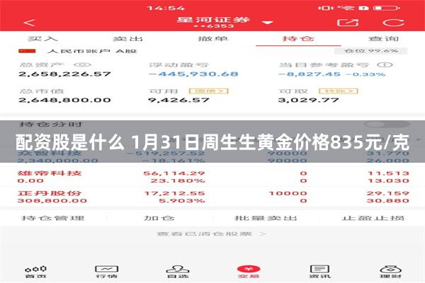 配资股是什么 1月31日周生生黄金价格835元/克