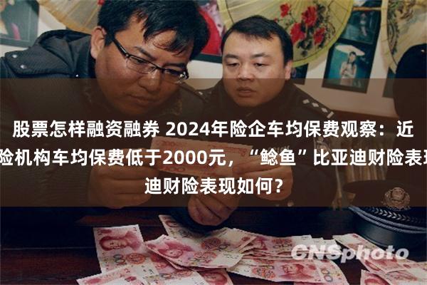 股票怎样融资融券 2024年险企车均保费观察：近七成财险机构车均保费低于2000元，“鲶鱼”比亚迪财险表现如何？