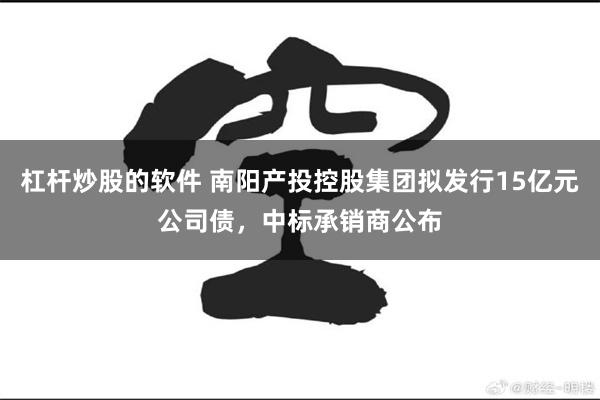 杠杆炒股的软件 南阳产投控股集团拟发行15亿元公司债，中标承销商公布